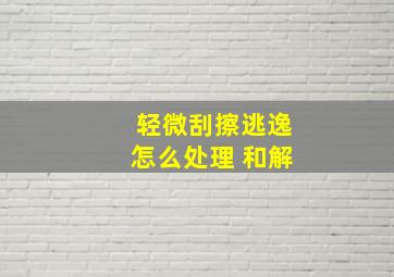 轻微刮擦逃逸怎么处理 和解